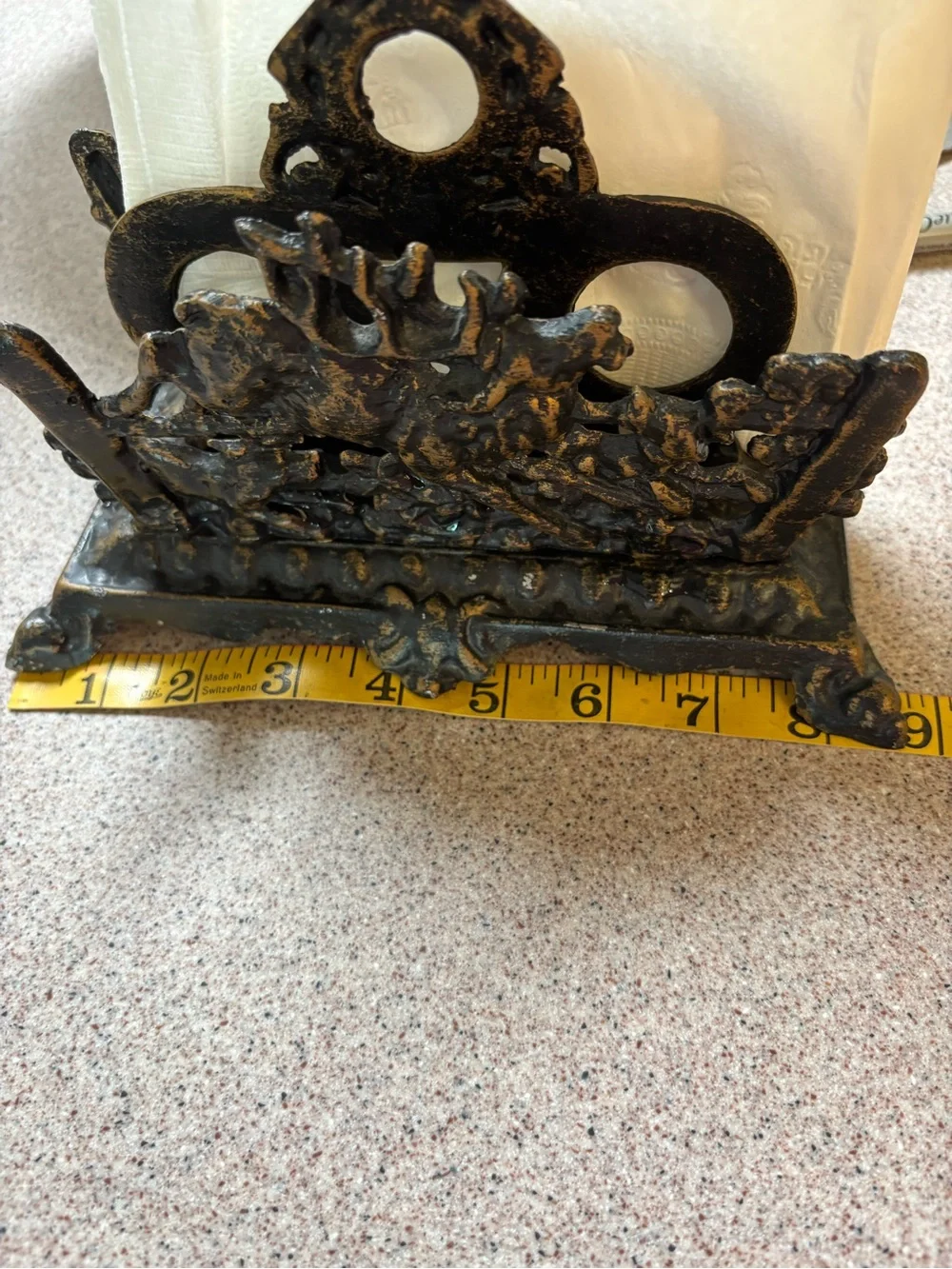 Vintage Metal Envelope Holder with the Hunt Scene,antique Brass finish.